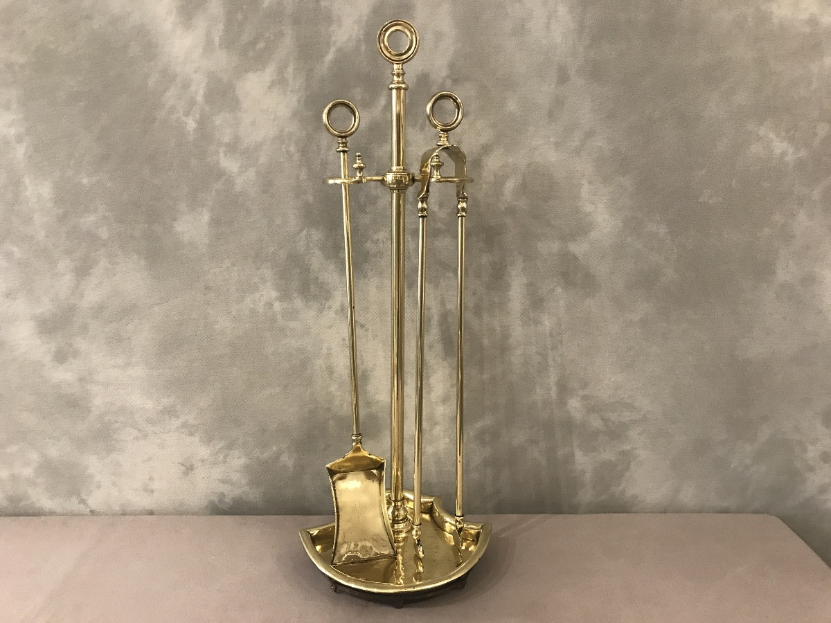 Serviteur de cheminée ancien en laiton d’époque 19 ème Charles X 