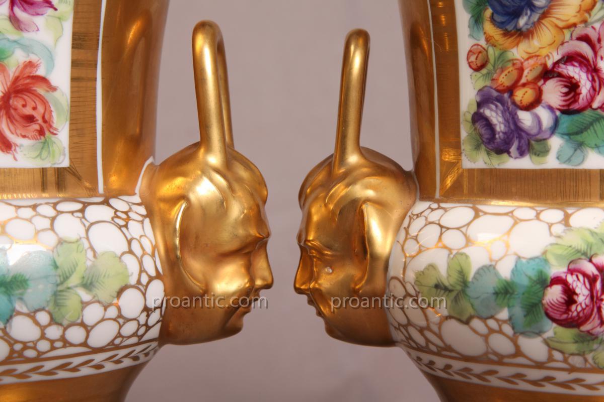 Pair Of Vases Porcelain Vieux Paris For 19th Time-photo-4