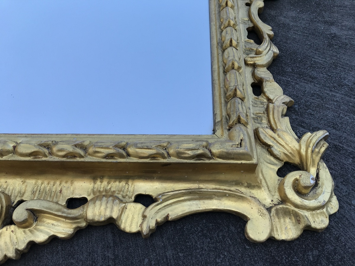 Miroir ancien en bois doré de style Louis XV  XX ème -photo-6