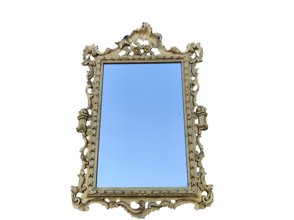 Miroir ancien en bois doré de style Louis XV  XX ème 