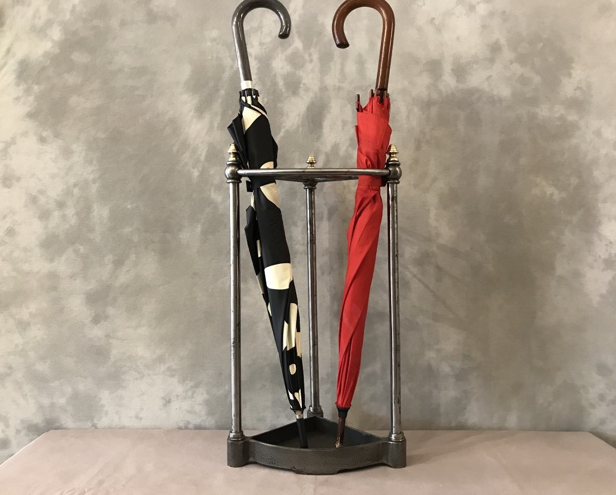 Porte parapluies ancien en fonte et laiton d’époque 19 ème 
