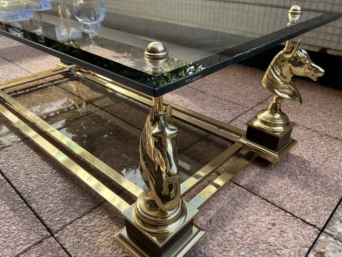 Table basse de la maison Charles modèle aux chevaux vers 1970-photo-7