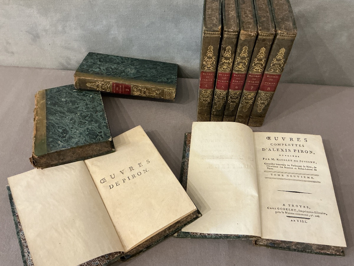 Lot de 9 livres anciens « œuvres de Piron » 1722 -photo-3