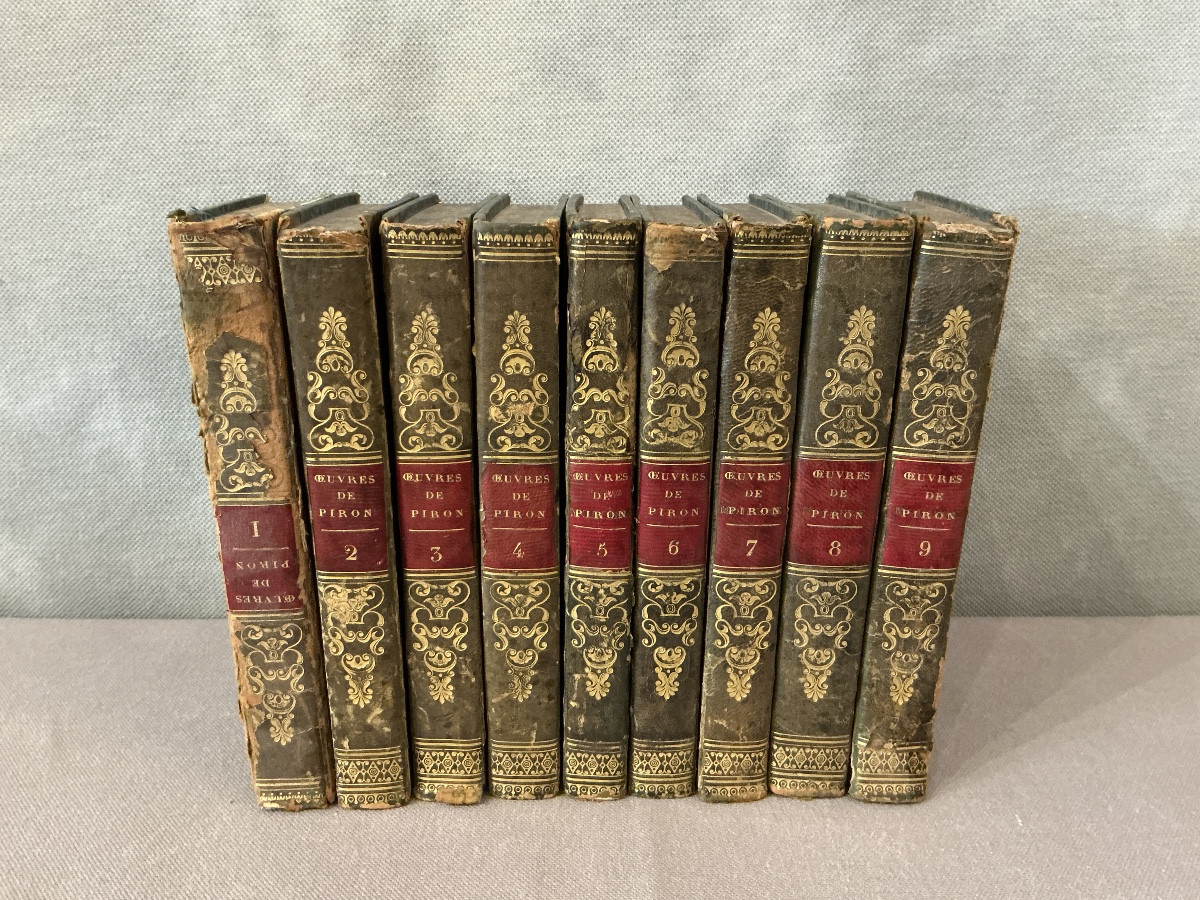 Lot de 9 livres anciens « œuvres de Piron » 1722 