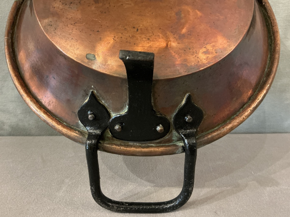 Plat rond en cuivre fin 18 ème sur pieds -photo-4