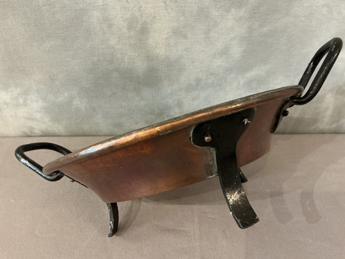 Plat rond en cuivre fin 18 ème sur pieds -photo-3