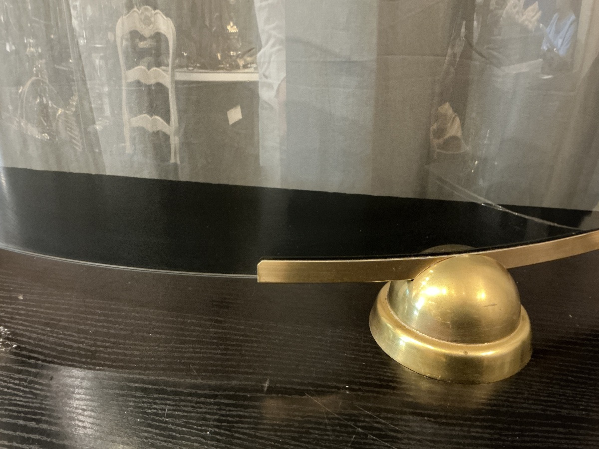 Modernist Curved And Smoked Glass Fire Screen Circa 1970-photo-3