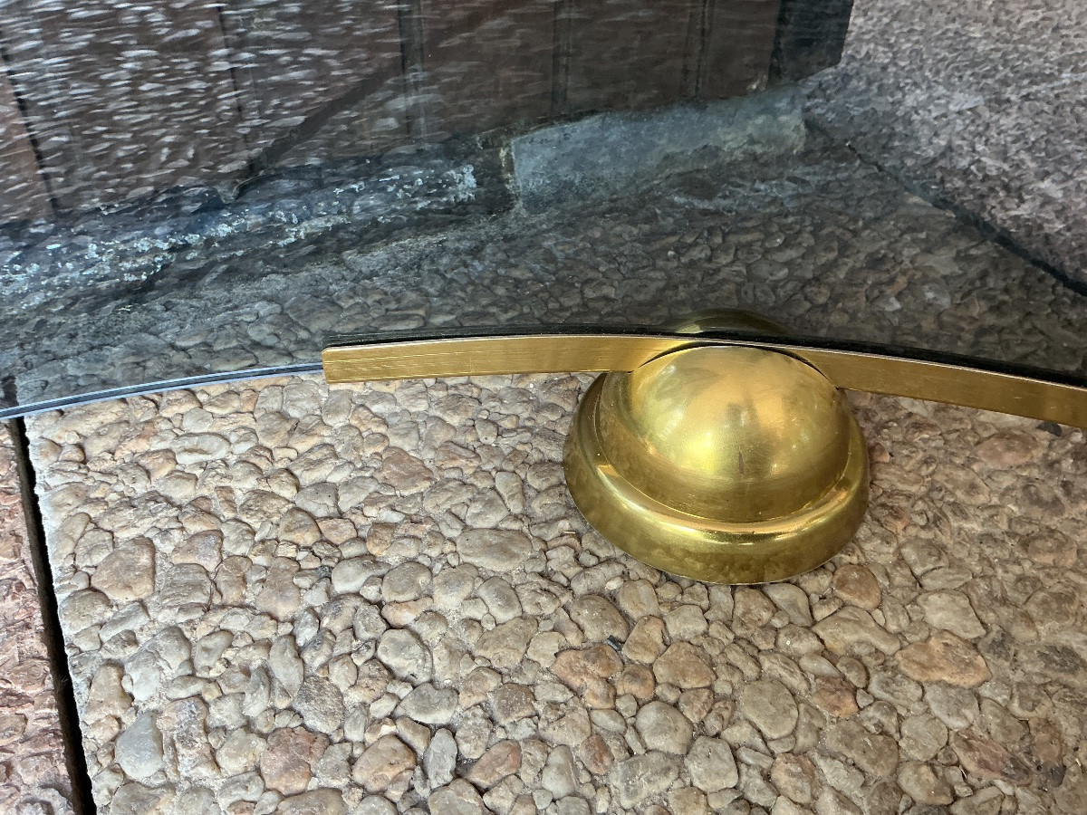 Modernist Curved And Smoked Glass Fire Screen Circa 1970-photo-4