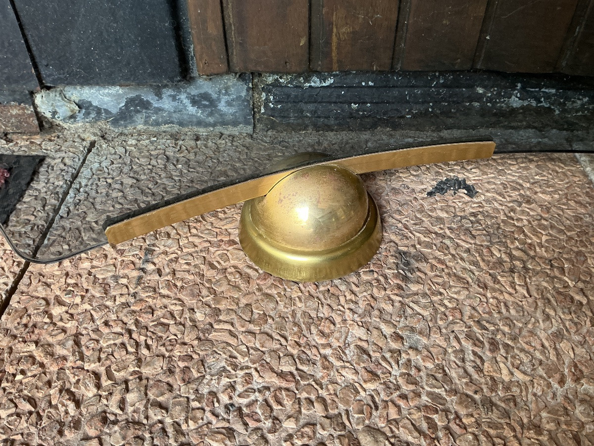 Modernist Curved And Smoked Glass Fire Screen Circa 1970-photo-5