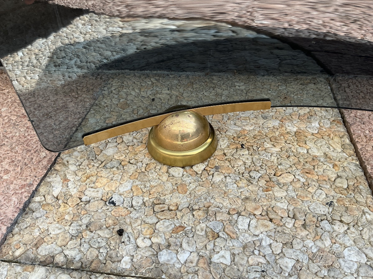 Modernist Curved And Smoked Glass Fire Screen Circa 1970-photo-6