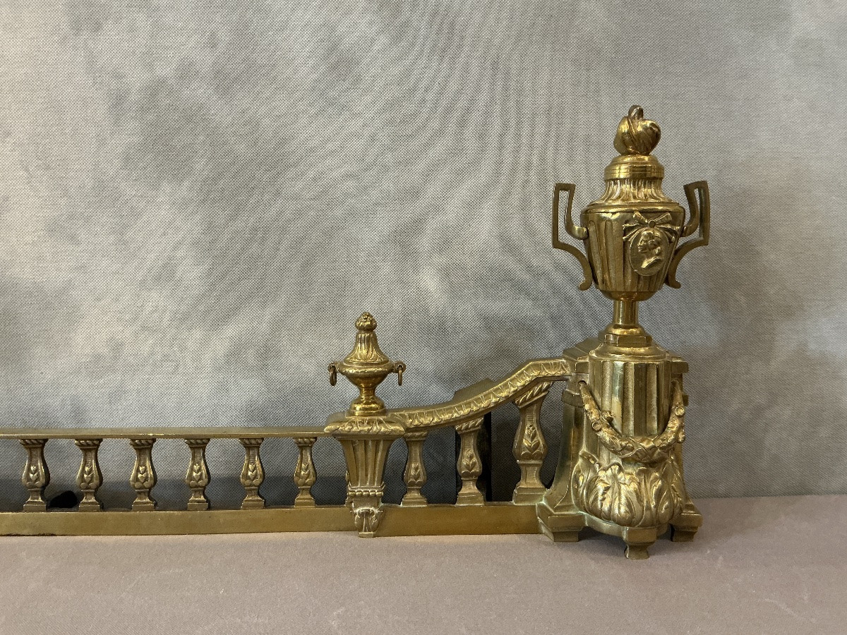 Barre de foyer de cheminée en bronze de style d’époque 19 ème -photo-2