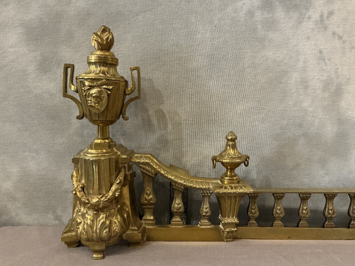 Barre de foyer de cheminée en bronze de style d’époque 19 ème -photo-3