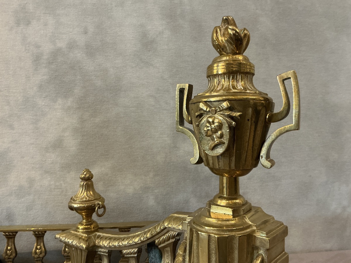 Barre de foyer de cheminée en bronze de style d’époque 19 ème -photo-3