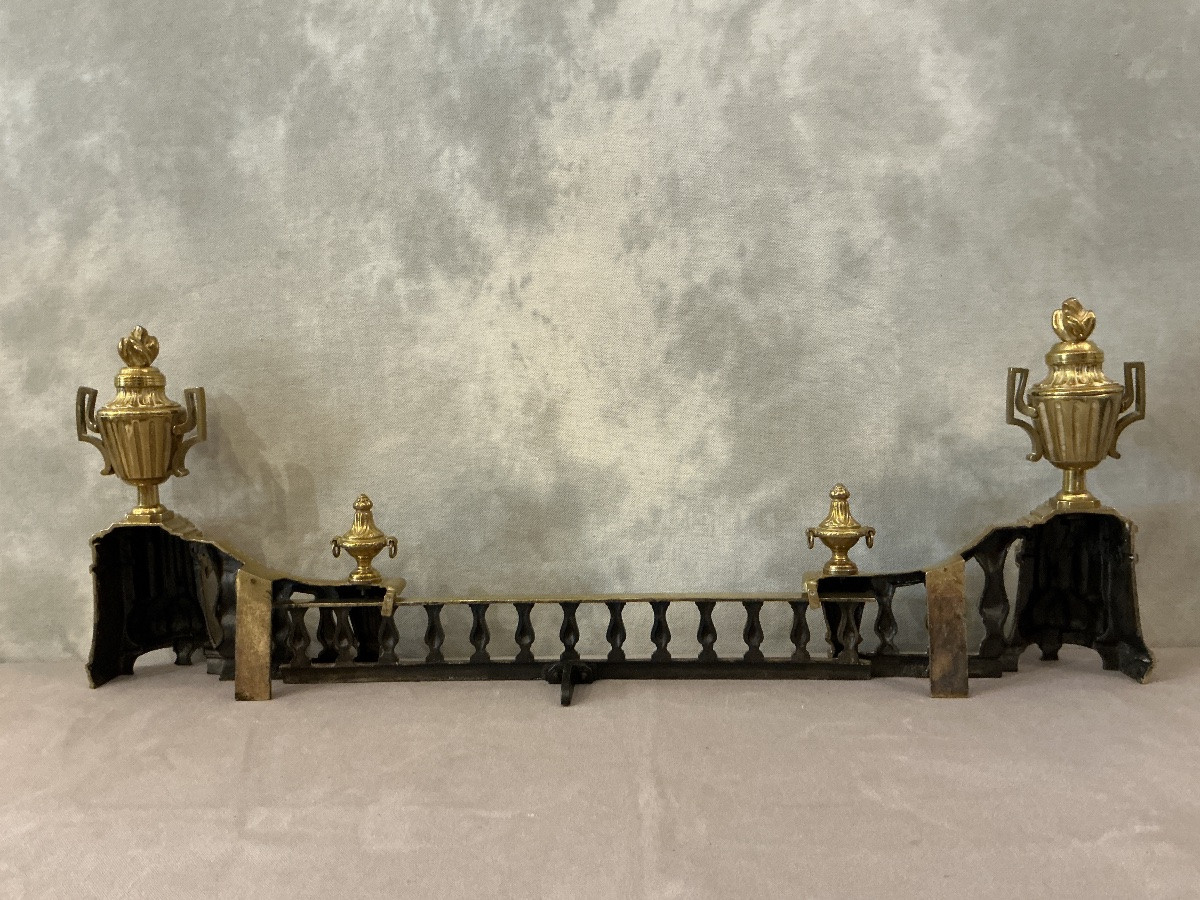 Barre de foyer de cheminée en bronze de style d’époque 19 ème -photo-4