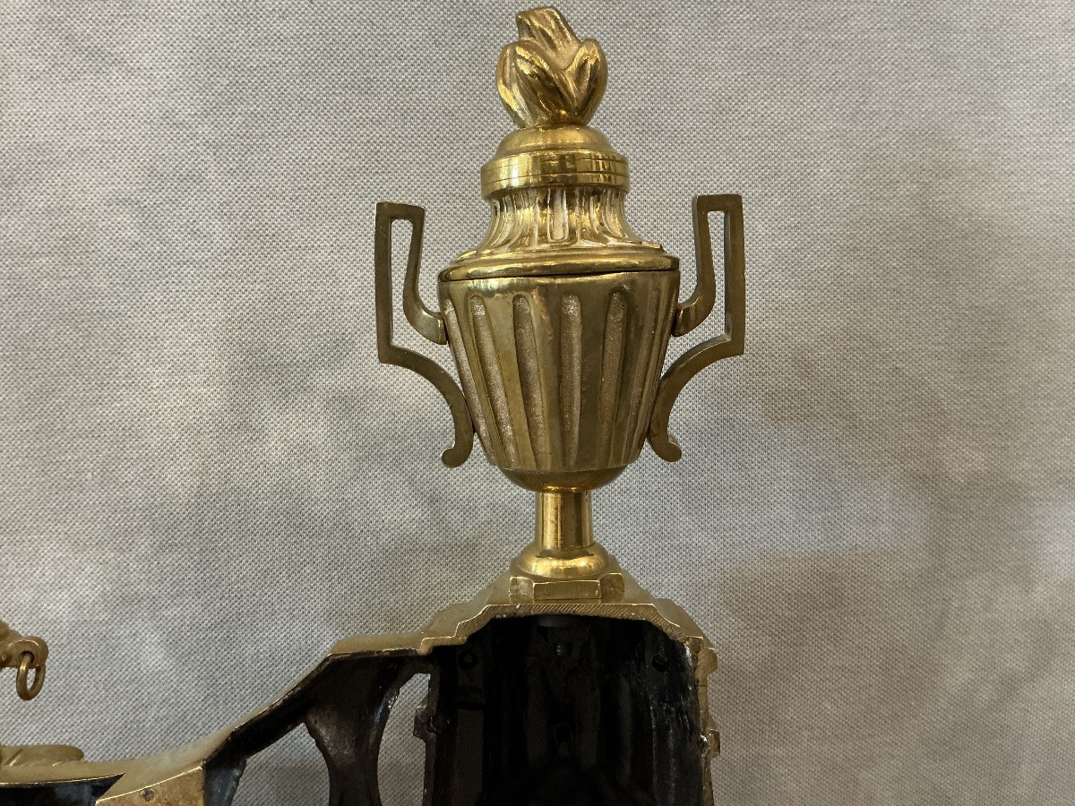 Barre de foyer de cheminée en bronze de style d’époque 19 ème -photo-5