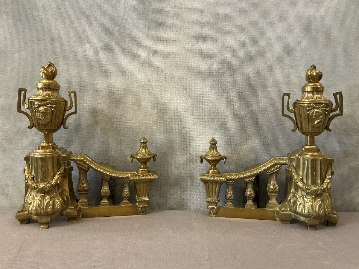 Barre de foyer de cheminée en bronze de style d’époque 19 ème -photo-6