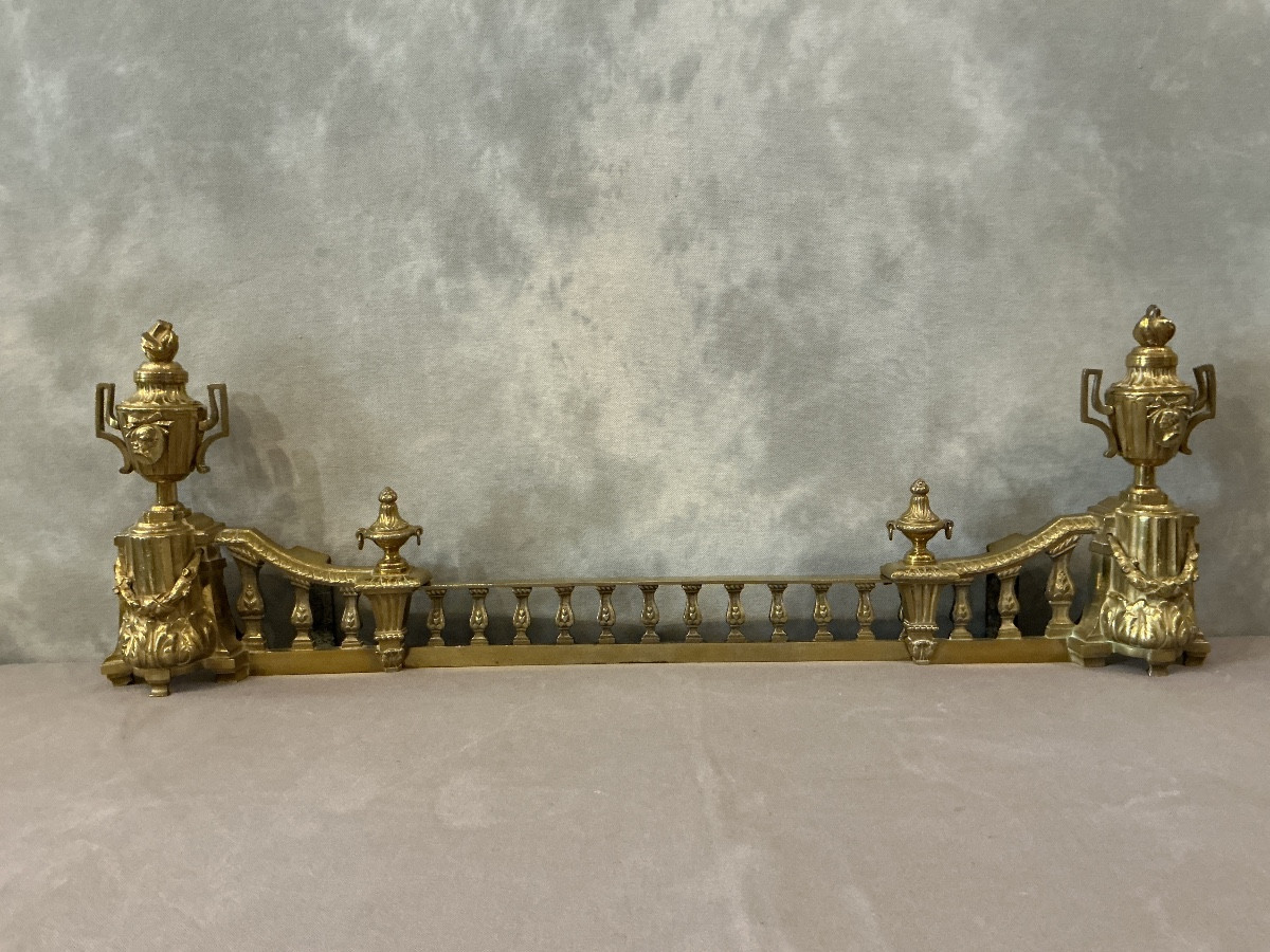 Barre de foyer de cheminée en bronze de style d’époque 19 ème 