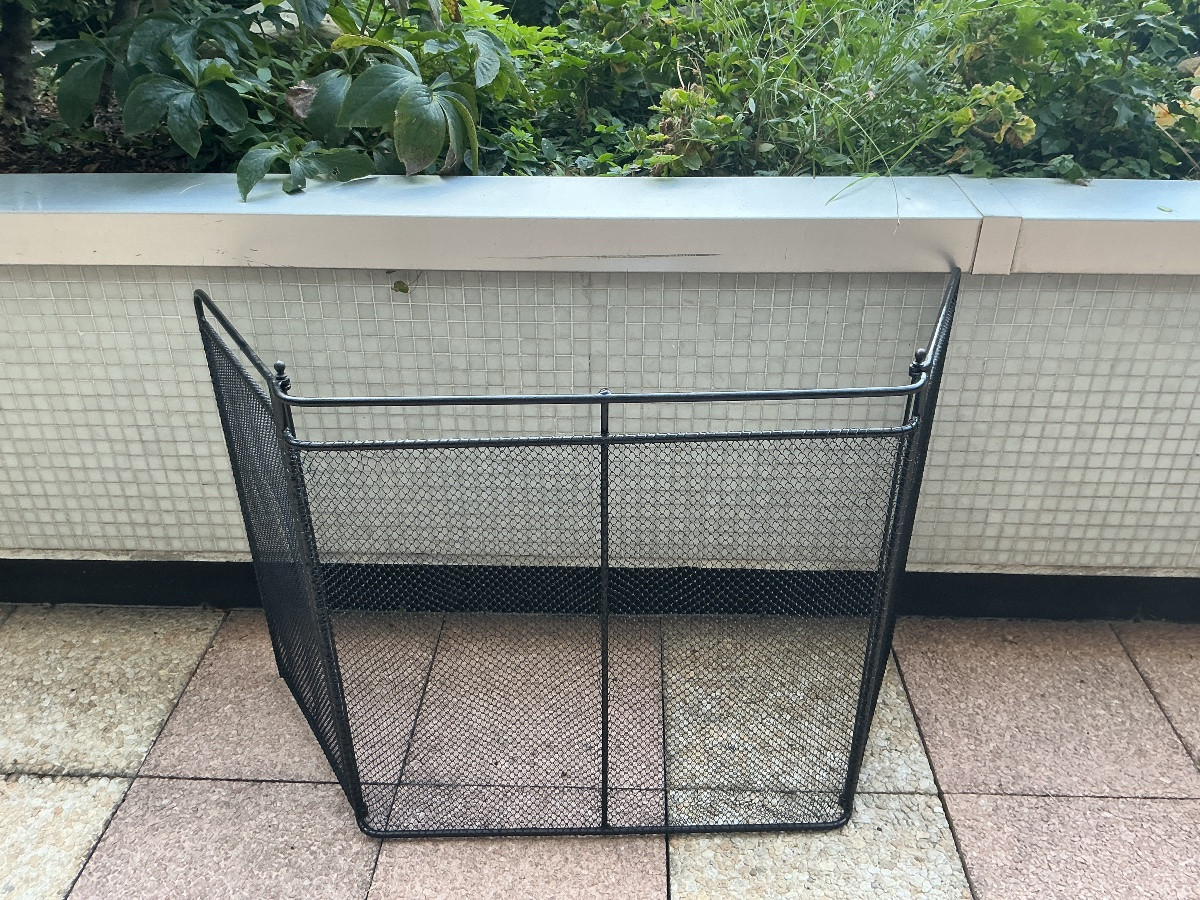 Large Antique Rustic Iron Fireplace Screen From The 19th Century -photo-2