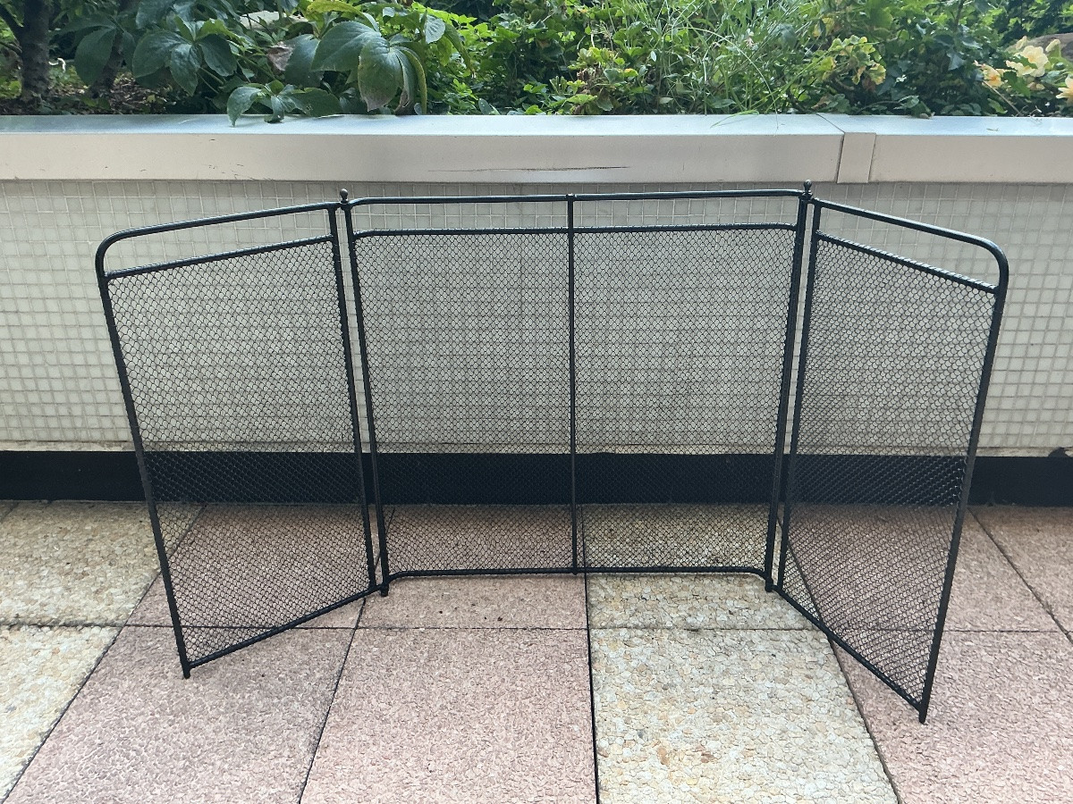 Large Antique Rustic Iron Fireplace Screen From The 19th Century -photo-2