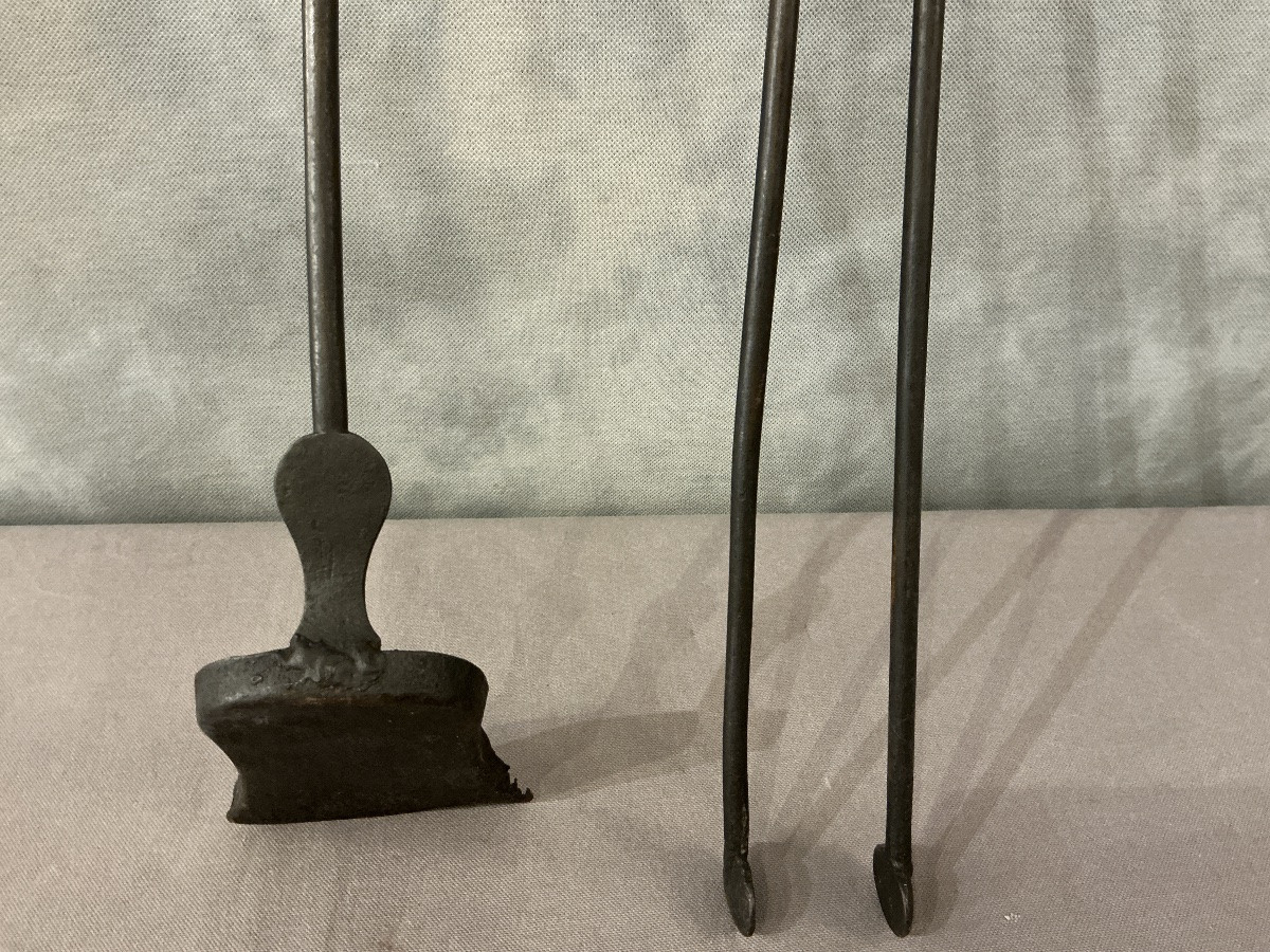 Antique Iron And Bronze Fireplace Set From The 19th Century -photo-4