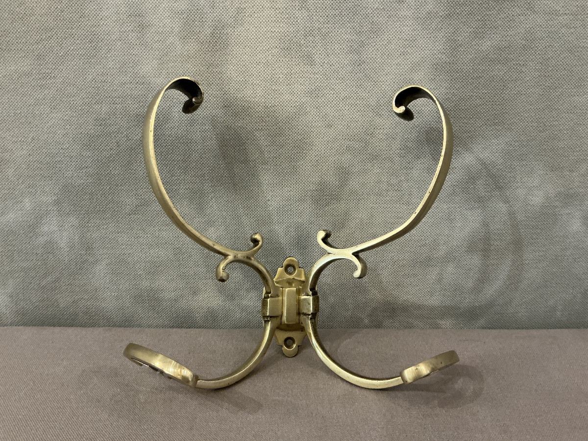 Porte manteaux double  en bronze poli d’époque 19 ème Restauration