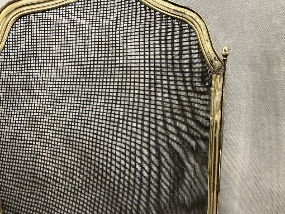 Pare feu de cheminée ancien en laiton d’époque 19 ème Charles X -photo-4