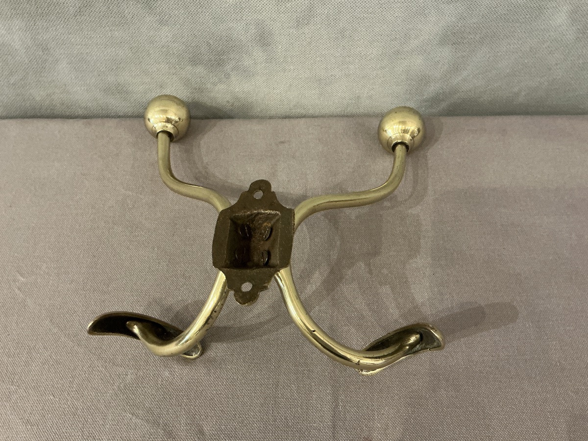 Patère, porte manteaux double en laiton d’époque 19 ème Louis Philippe -photo-4