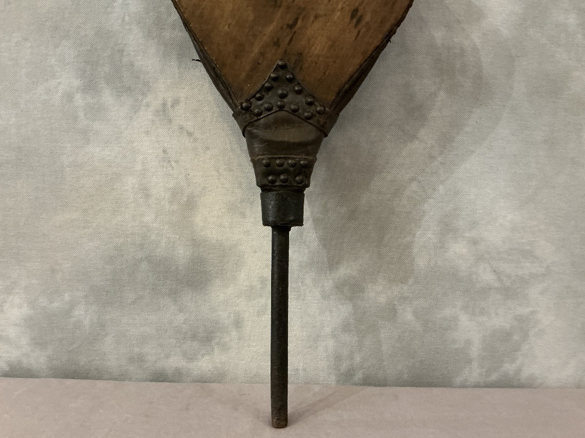 Gros soufflet de cheminée rustique ancien d’époque fin 18 ème -photo-2