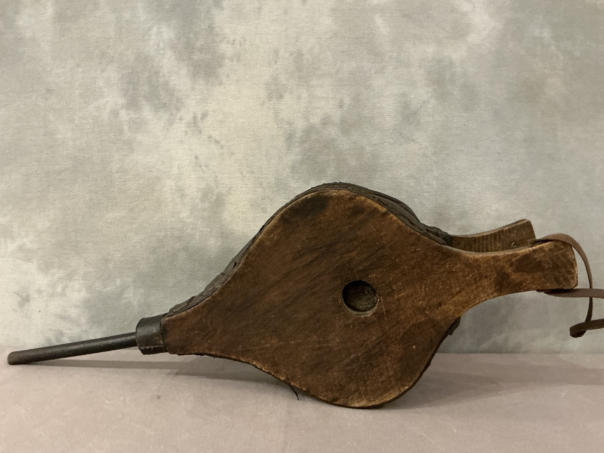 Gros soufflet de cheminée rustique ancien d’époque fin 18 ème -photo-4