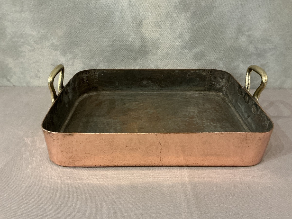 Large Rectangular Copper Roasting Dish From The Early 19th Century -photo-2