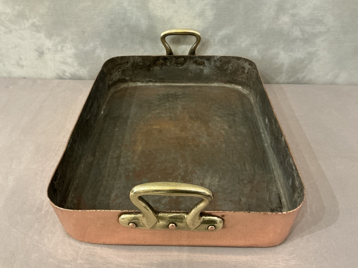 Large Rectangular Copper Roasting Dish From The Early 19th Century -photo-3