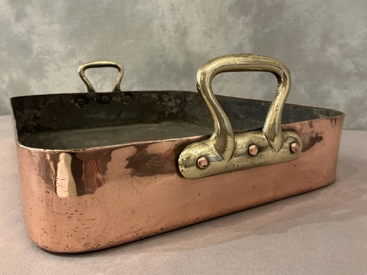 Large Rectangular Copper Roasting Dish From The Early 19th Century -photo-1