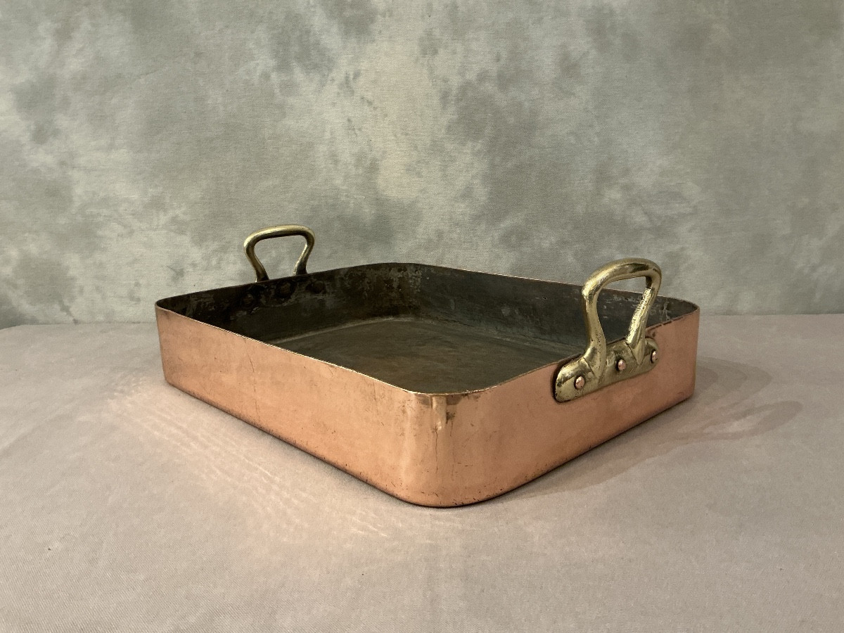 Large Rectangular Copper Roasting Dish From The Early 19th Century 