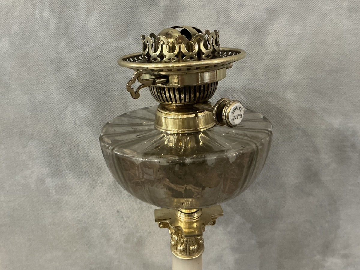 19th-century Bronze And Alabaster Oil Lamp Base-photo-3
