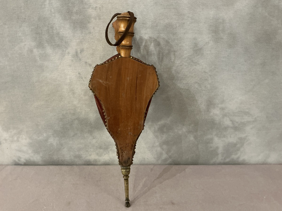 Antique 19th-century Cherry Wood Fireplace Bellows -photo-3