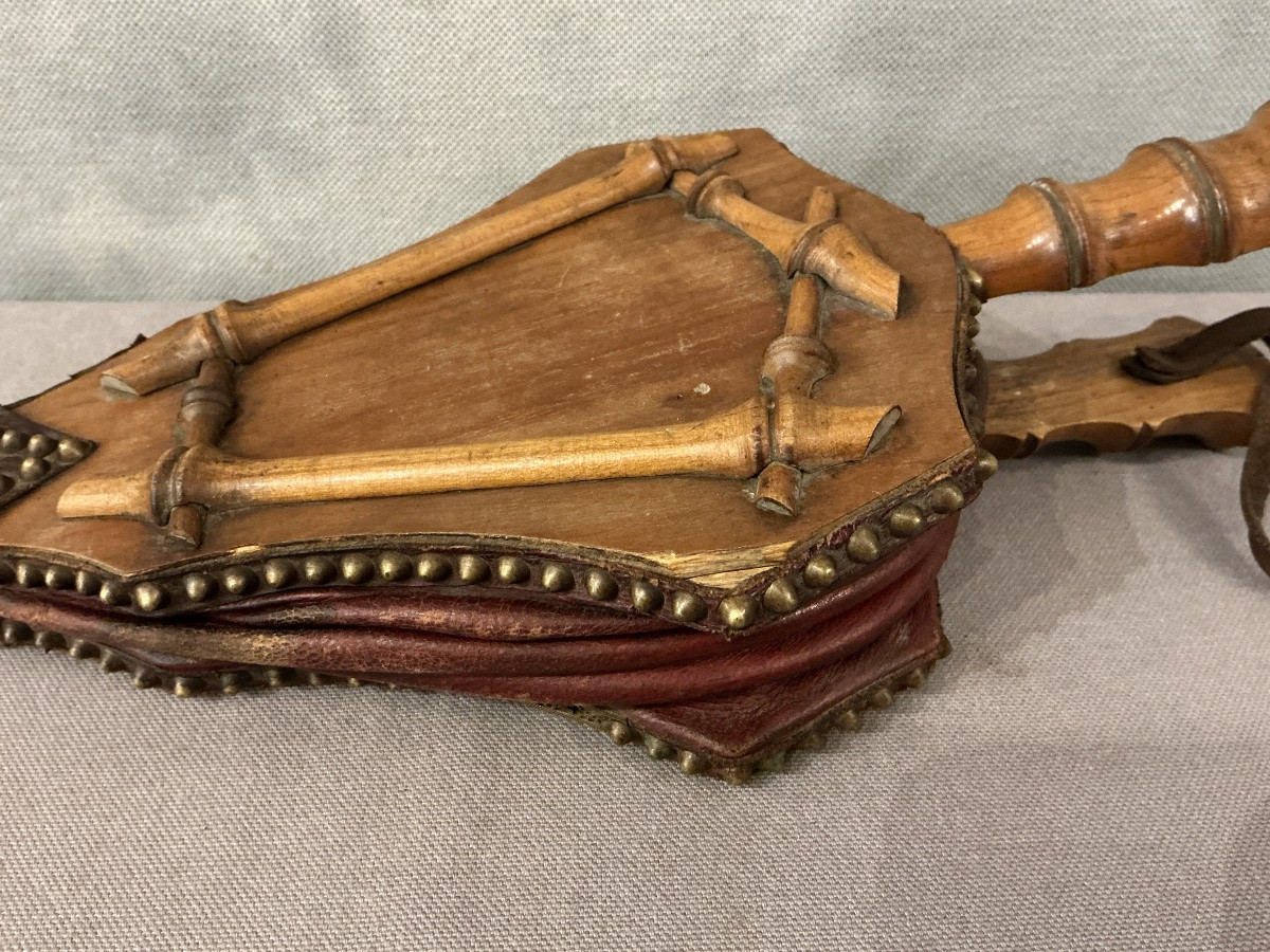 Antique 19th-century Cherry Wood Fireplace Bellows -photo-1