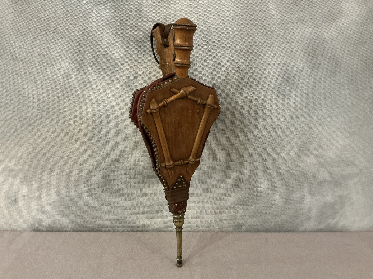 Antique 19th-century Cherry Wood Fireplace Bellows 