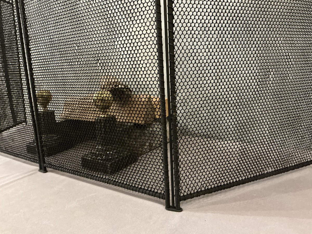 Pare feu de cheminée ancien en fer noirci d’époque 19 ème -photo-3