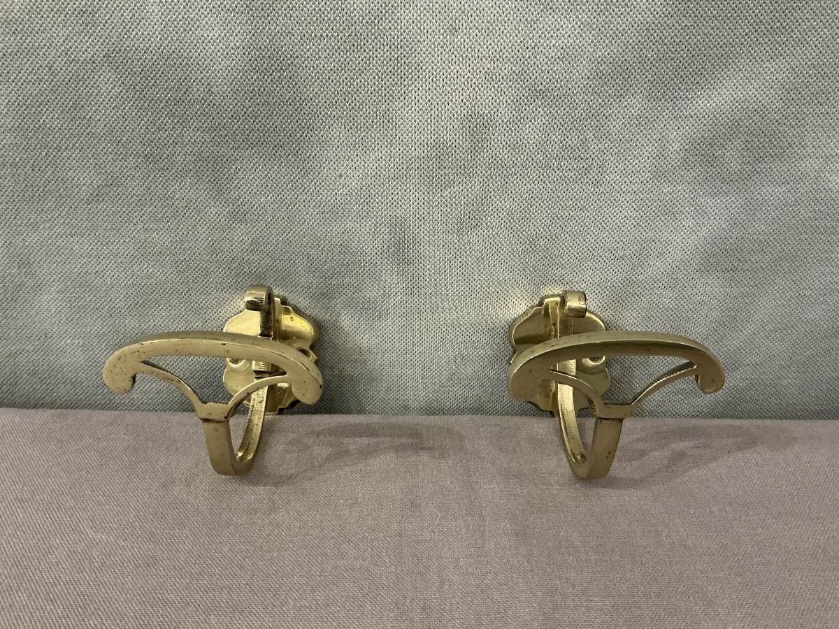 Pair Of Brass Coat Racks From The 19th-century Restoration Period-photo-2