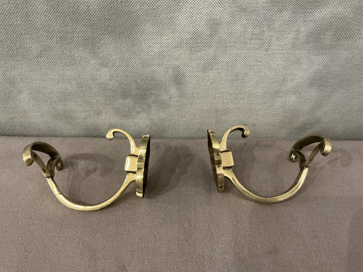 Pair Of Brass Coat Racks From The 19th-century Restoration Period-photo-3