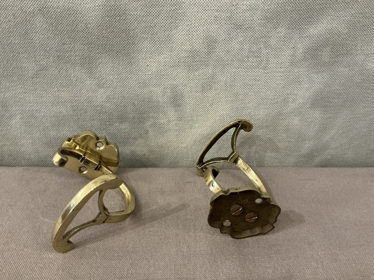 Pair Of Brass Coat Racks From The 19th-century Restoration Period-photo-4