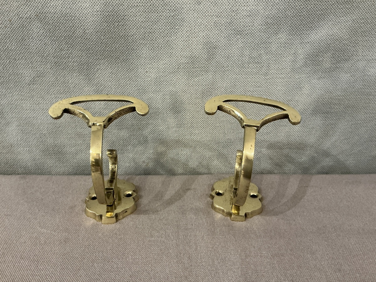Pair Of Brass Coat Racks From The 19th-century Restoration Period