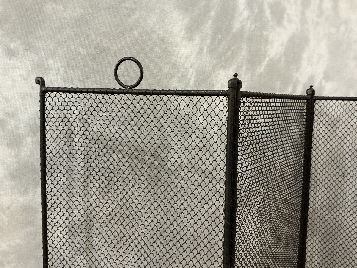 Antique Rustic Iron Fireplace Screen From The 19th Century. -photo-2