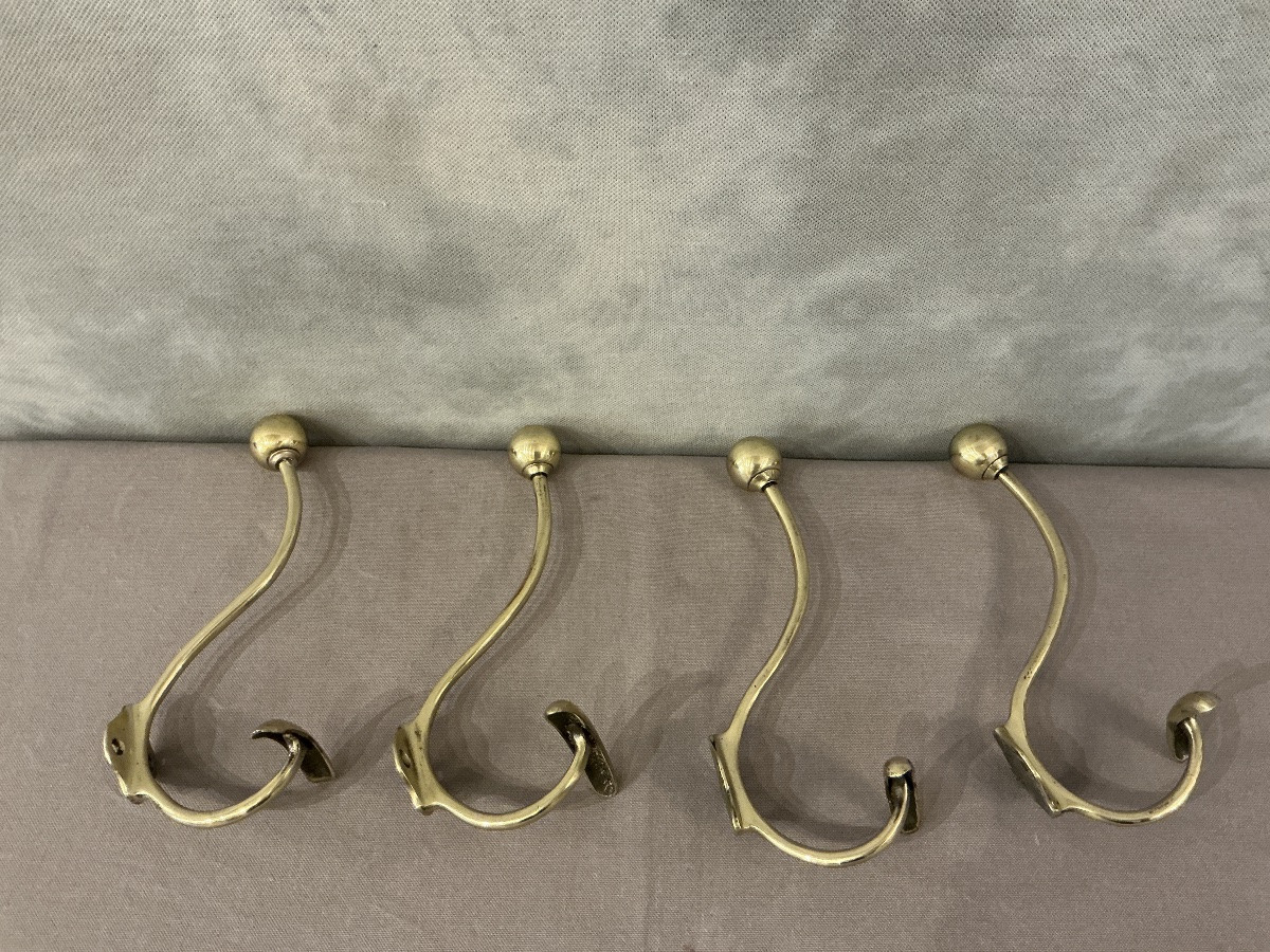 4 patères boule, porte manteaux en laiton d’époque 19 ème Louis Philippe -photo-2