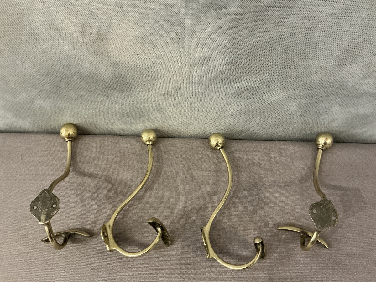 4 patères boule, porte manteaux en laiton d’époque 19 ème Louis Philippe -photo-3