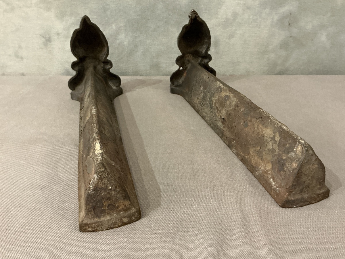 Small Antique Cast Iron Andirons From The 19th Century -photo-1