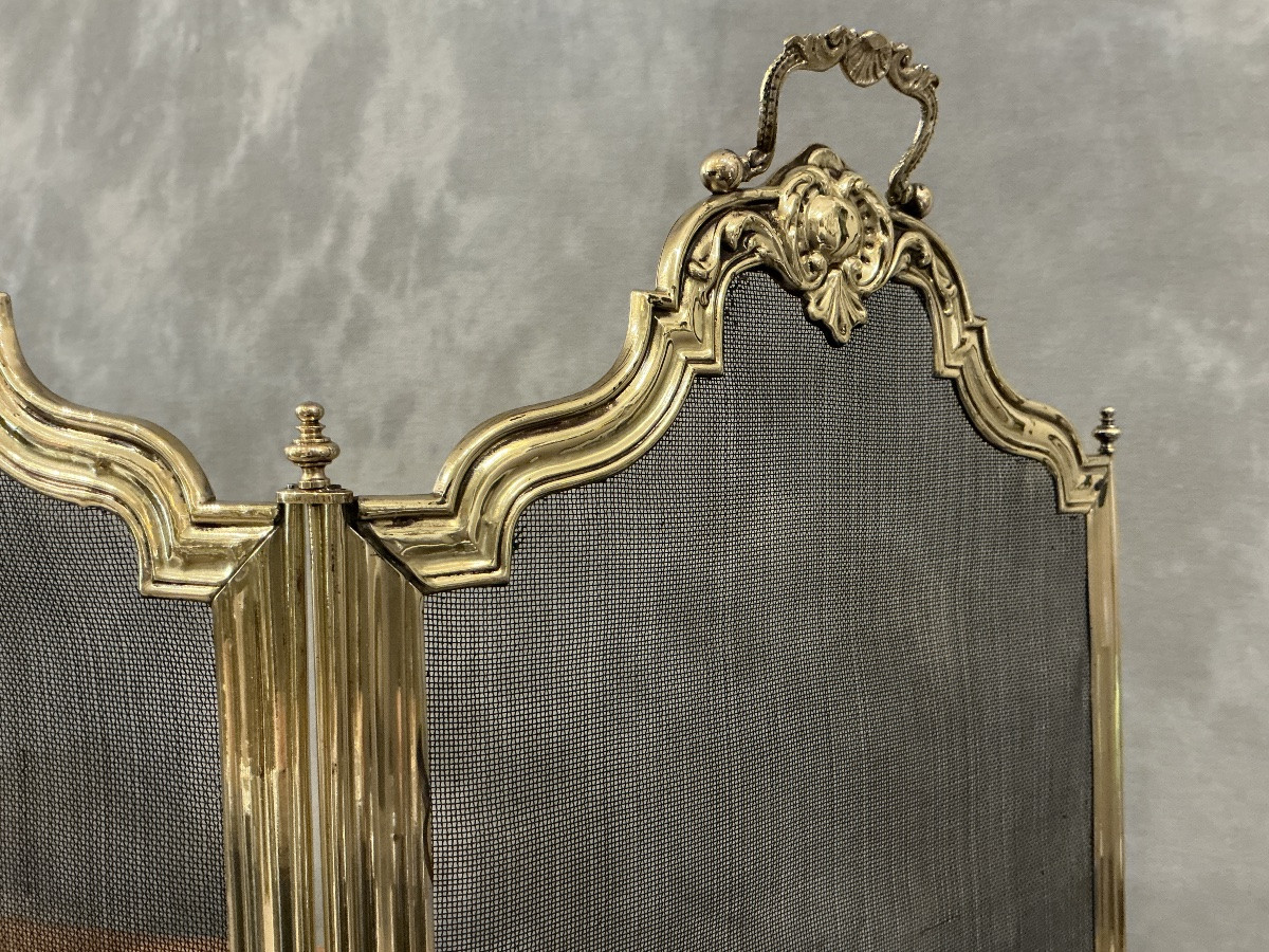 Antique Brass Fireplace Screen From The 19th Century -photo-4