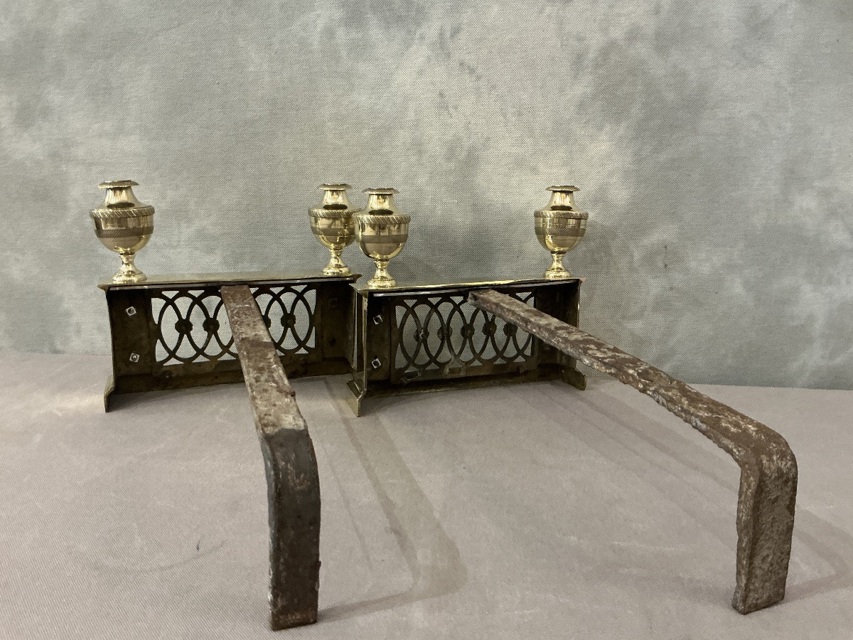 Pair Of Bronze And Brass Andirons From The Early 19th Century Directoire Period -photo-2