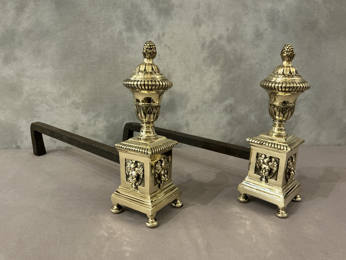 Paire de chenets anciens en bronze d’époque  fin 18 ème -photo-3