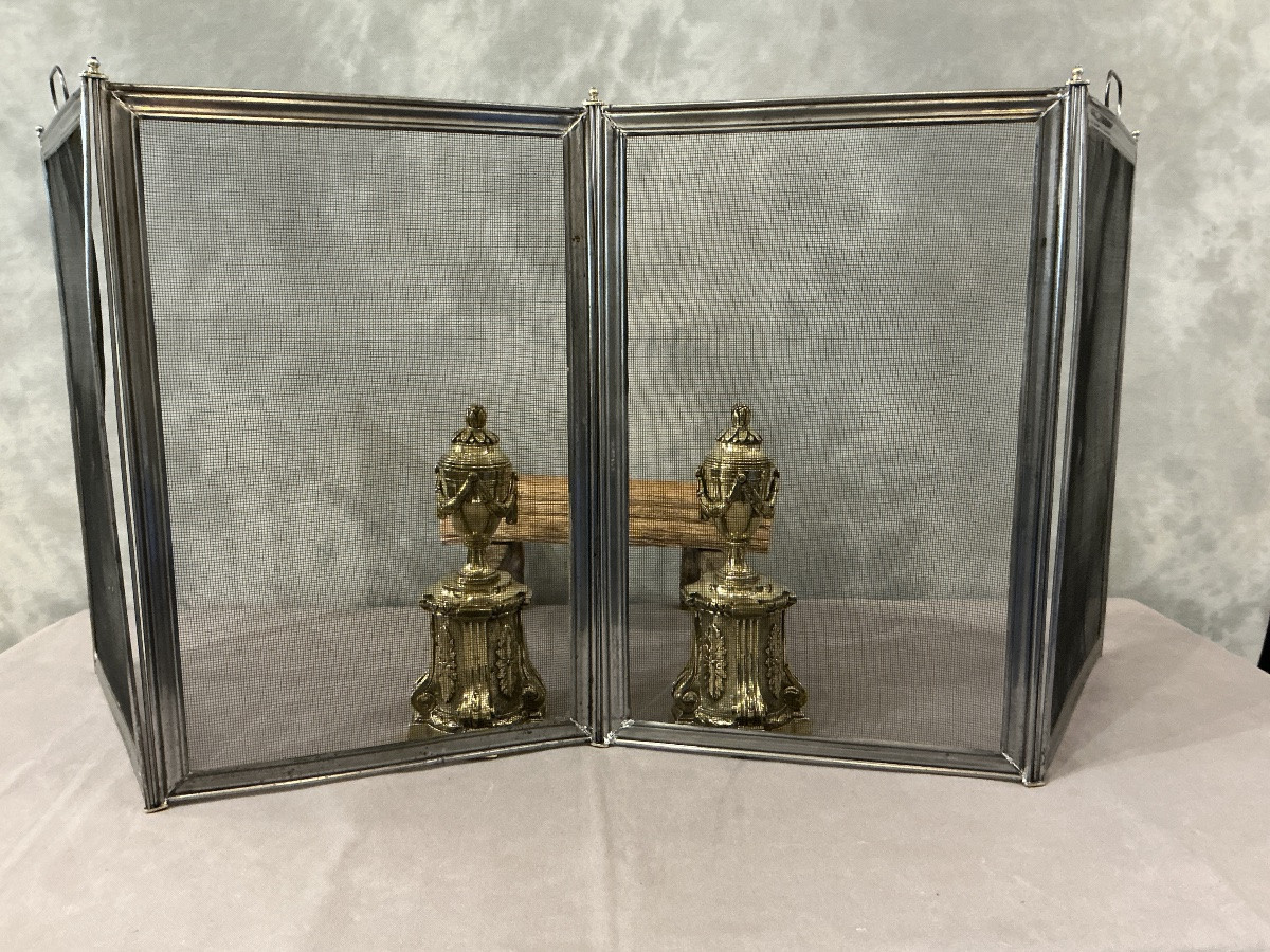 Pare feu de cheminée ancien en fer d’époque 19 ème -photo-2